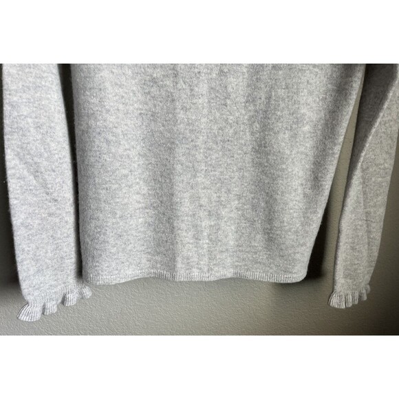 Garnet Hill Women's XS Ruffled Mock Neck 100% Cashmere Sweater - Gray - Picture 2 of 8